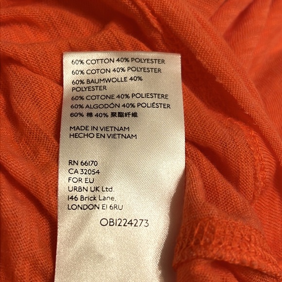 WE THE FREE Free People Caroline Mock Neck LS Smocked Top Orange Flame Large - Picture 13 of 13